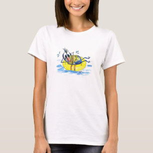 Niedlicher Whimsical Bird auf Floß T-Shirt