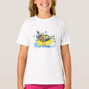 Niedlicher Whimsical Bird auf Floß T-Shirt