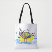 Niedlicher Whimsical Bird auf Floß Tasche (Vorderseite)
