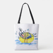 Niedlicher Whimsical Bird auf Floß Tasche (Rückseite)