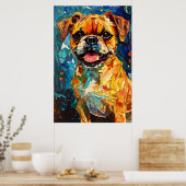 Niedlicher Whimsical Boxer Welpe Poster (Küche)