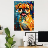 Niedlicher Whimsical Boxer Welpe Poster (Heimbüro)