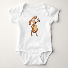 Niedlicher Whimsical Brown Hund Heften Baby Strampler