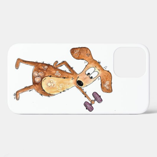 Niedlicher Whimsical Brown Hund Heften Case-Mate iPhone Hülle (Rückseite (Horizontal))
