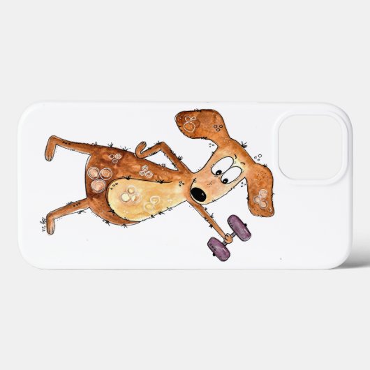 Niedlicher Whimsical Brown Hund Heften Case-Mate iPhone Hülle (Rückseite (Horizontal))