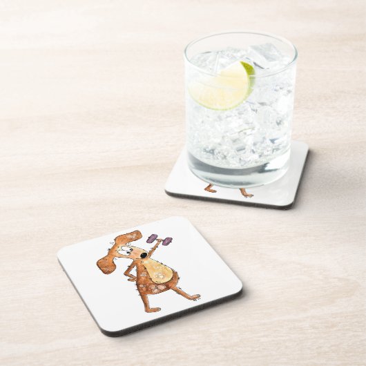 Niedlicher Whimsical Brown Hund Heften Getränkeuntersetzer (Rechte Seite)