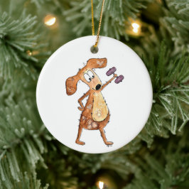 Niedlicher Whimsical Brown Hund Heften Keramik Ornament