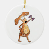 Niedlicher Whimsical Brown Hund Heften Keramik Ornament (Vorne)
