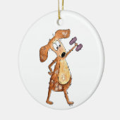 Niedlicher Whimsical Brown Hund Heften Keramik Ornament (Links)