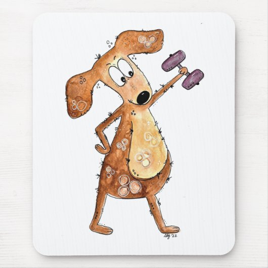 Niedlicher Whimsical Brown Hund Heften Mousepad (Vorne)