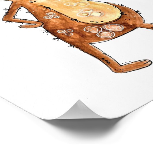 Niedlicher Whimsical Brown Hund Heften Poster (Ecke)