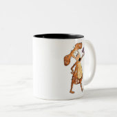 Niedlicher Whimsical Brown Hund Heften Zweifarbige Tasse (VorderseiteRechts)