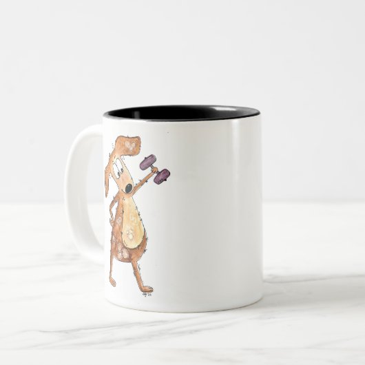 Niedlicher Whimsical Brown Hund Heften Zweifarbige Tasse (Vorderseite Links)
