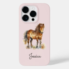 Niedlicher Whimsical Brown Pony Script Name Horse Case-Mate iPhone 14 Pro Hülle