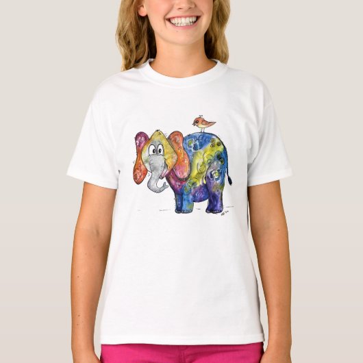 Niedlicher Whimsical Colorful Elephant T - Shirt (Vorderseite)