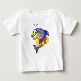 Niedlicher Whimsical Colorful Shark in Floor Baby T-shirt