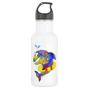 Niedlicher Whimsical Colorful Shark in Floor Edelstahlflasche
