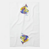 Niedlicher Whimsical Colorful Shark in Floor Geschirrtuch (Vertikal)