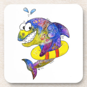 Niedlicher Whimsical Colorful Shark in Floor Getränkeuntersetzer