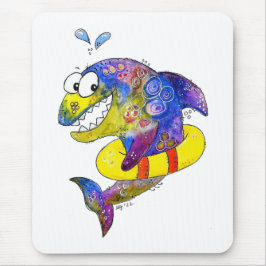 Niedlicher Whimsical Colorful Shark in Floor Mousepad