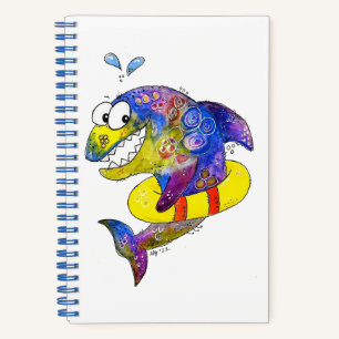 Niedlicher Whimsical Colorful Shark in Floor Notizblock