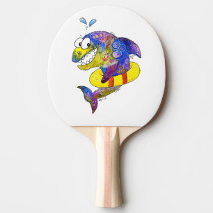 Niedlicher Whimsical Colorful Shark in Floor Tischtennis Schläger