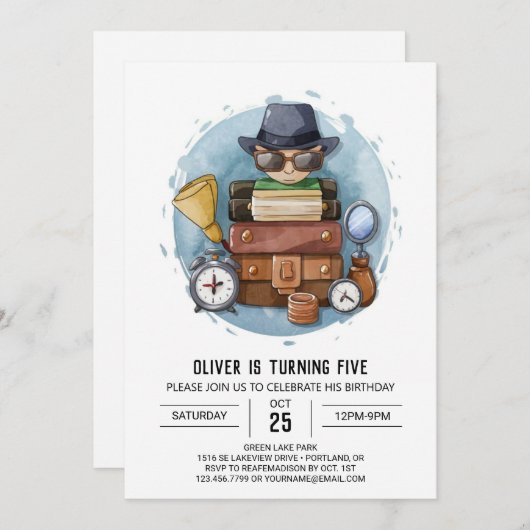 Niedlicher Whimsical Detection Geburtstag Einladung (Vorne/Hinten)