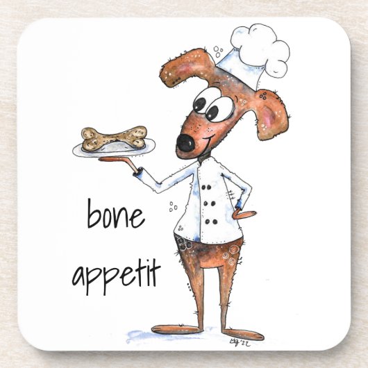 Niedlicher Whimsical Dog Koch Getränkeuntersetzer (Vorderseite)