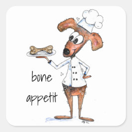Niedlicher Whimsical Dog Koch Quadratischer Aufkleber