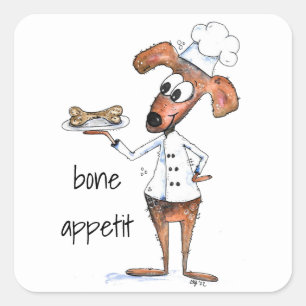 Niedlicher Whimsical Dog Koch Quadratischer Aufkleber
