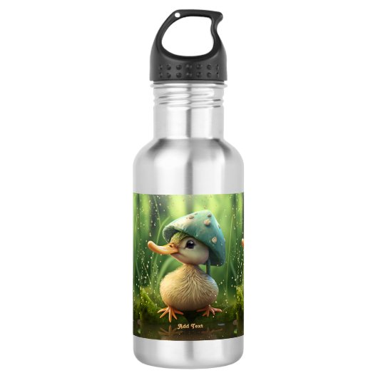 Niedlicher Whimsical Duck Mushroom Hat Personalisi Edelstahlflasche (Vorderseite)