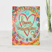 Niedlicher Whimsical Floral Happy Jubiläum Karte (Vorderseite)