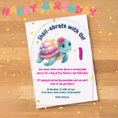 Niedlicher Whimsical Floral Turtle Girly Kindergeb Acryleinladungen