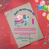 Niedlicher Whimsical Floral Turtle Girly Kindergeb Acryleinladungen