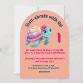 Niedlicher Whimsical Floral Turtle Girly Kindergeb Einladung (Vorderseite)