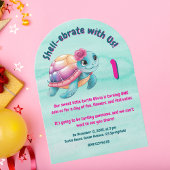 Niedlicher Whimsical Floral Turtle Girly Kindergeb Einladung