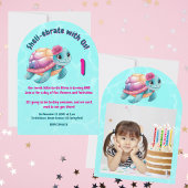 Niedlicher Whimsical Floral Turtle Girly Kindergeb Einladung