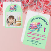 Niedlicher Whimsical Floral Turtle Girly Kindergeb Einladung