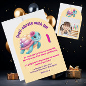 Niedlicher Whimsical Floral Turtle Girly Kindergeb Einladung