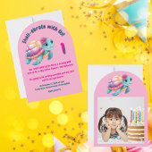 Niedlicher Whimsical Floral Turtle Girly Kindergeb Einladung