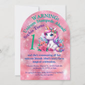 Niedlicher Whimsical Floral Unicorn Foto Kindergeb Einladung (Vorderseite)