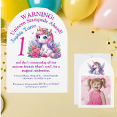 Niedlicher Whimsical Floral Unicorn Foto Kindergeb Einladung