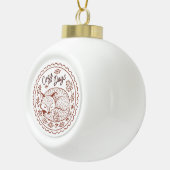 Niedlicher Whimsical Fox Snowflake Gerahmte Orname Keramik Kugel-Ornament (Rechts)