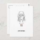 Niedlicher Whimsical Girl Hat Cartoon Postkarte (Vorne/Hinten)