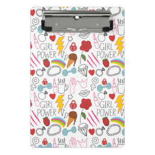 Niedlicher Whimsical Girl Power Doodle Retro Mini Klemmbrett
