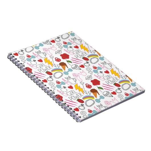 Niedlicher Whimsical Girl Power Doodle Retro Notizblock (Rechte Seite)