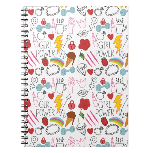 Niedlicher Whimsical Girl Power Doodle Retro Notizblock (Vorderseite)