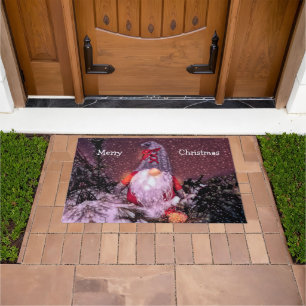 Niedlicher Whimsical Gnome Frohe Weihnachtsbaum Fußmatte