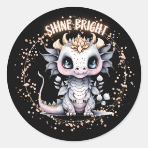 Niedlicher Whimsical Golden "Shine Bright" Kleiner Runder Aufkleber