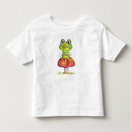 Niedlicher Whimsical Green Frosch auf Toadstool Kleinkind T-shirt